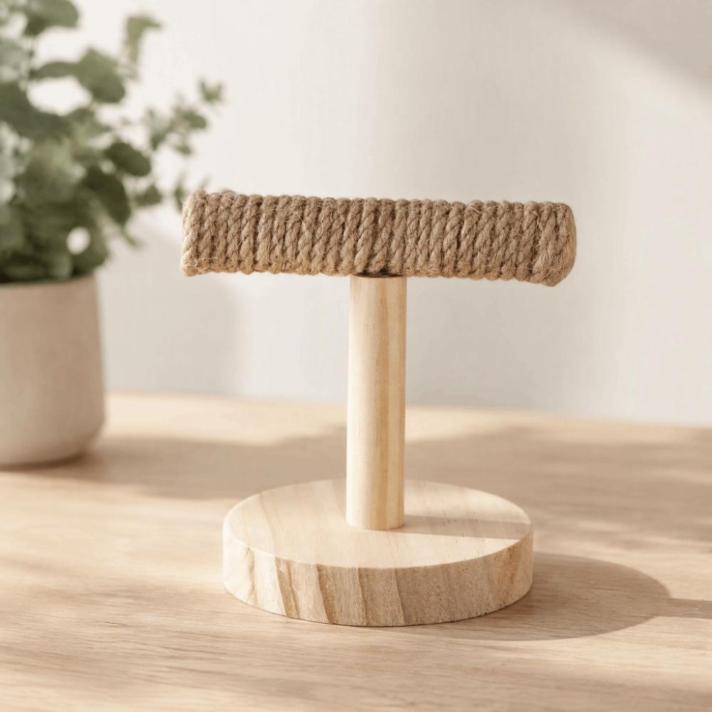 Natural Wood Bird Cage Stand T-Shape Design Quartz Sand Grip Parrot Perch Wooden Material Playground Structure Bird Play Gym