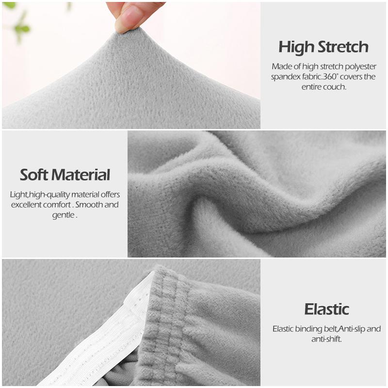 Levivel Velvet Plush Thicken Sofa Cover Simple Color L Shaped Corner Flexible Slipcover Stretch Couch Covers For Living Room Room 1pc
