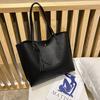 Women Tote Bag Large Capacity Black Simple Trendy PU Handbag Practical Tote Shoulder Bag Black Free Size