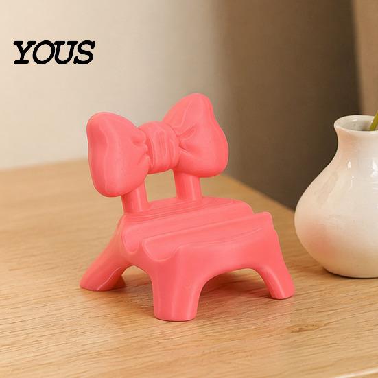 Easy Wipe Clean Table Ornament 3D Printed Stool Phone Holder, Cute Bow/Flower Ergonomic Bracket Support, Hands-free Mobile Stand for Desktop Accessory