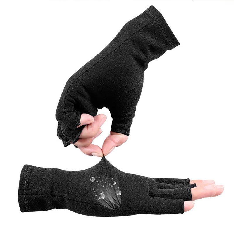 Luva de Compressão Meio Dedo Alívio Dor na Mão Sintoma de Articulação Artrítica Luvas para Artrite para Organista Violoncelista Violinista