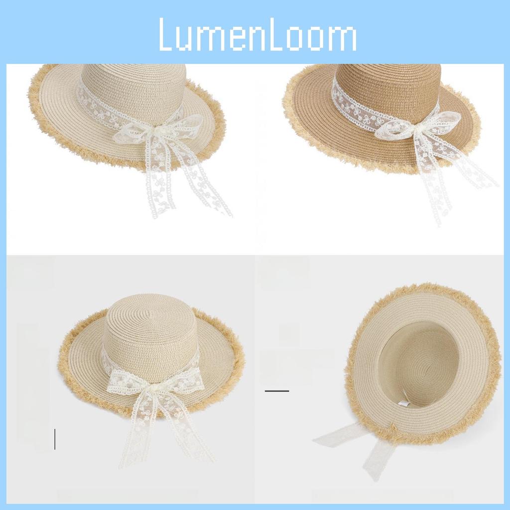 French Sweet Bowknot Straw Hat With Large Brim For Summer Beach Vacation Sun Protection