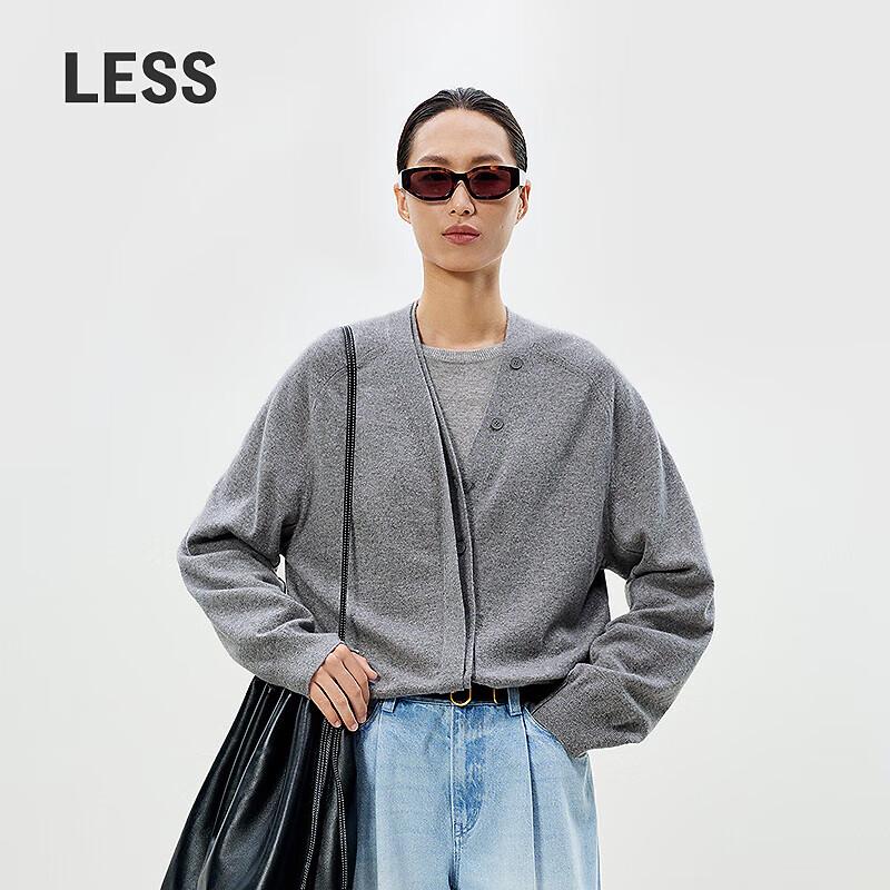 LESS V-Neck Cropped Cashmere Cardigan
