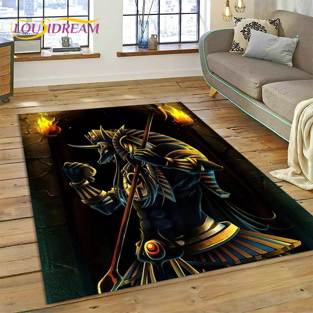 Tappeto 3D Anubis Faraone Horus Mitologia egizia Dei Tappeto per casa Soggiorno Camera da letto Divano Zerbino Decor, Tappeto Tappetino antiscivolo