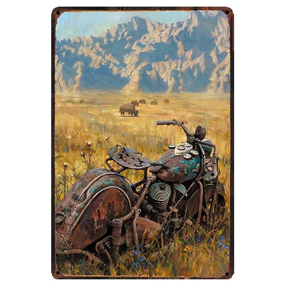Letrero Metálico Vintage Indian Motorcycle Decoración Garaje Pub 20x30cm