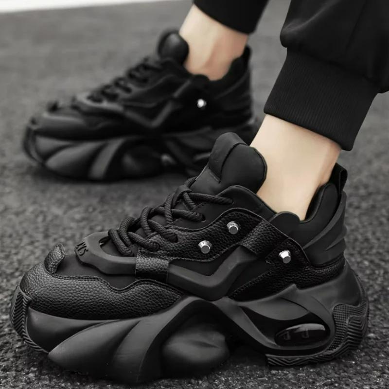 Fashion Men Chunky Sneakers Platform Shoes Outdoor Comfortable Sports Shoes for Men Lace Up Tennis Shoe New Height Increasing Male Shoes