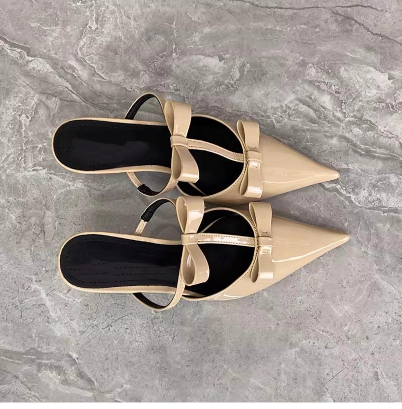 

2025 summer new bag head half slippers women s shoes outer wear temperament fashion pointed bag head high heel cool slippers 42