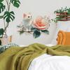 Self-adhesive Wall Stickers Cartoon Cute Cat Flowers Oil Painting Style for Kids Room Bedroom Home Decor