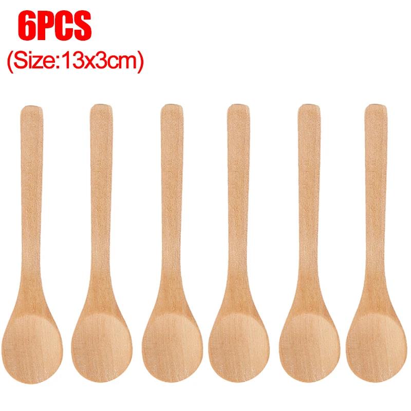 6/1Pcs Wooden Round Bamboo Spoon Soup Tea Coffee Stirring Spoons Spice Condiment Sugar Honey Scoops Teaspoon Kitchen Tableware4