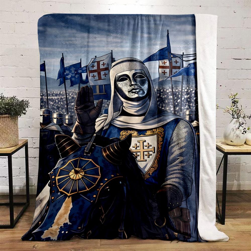 Crusader Knight with Mask Print Blanket Soft and Cozy Perfect for the Living Room Bed Sofa or a Nap,gift
