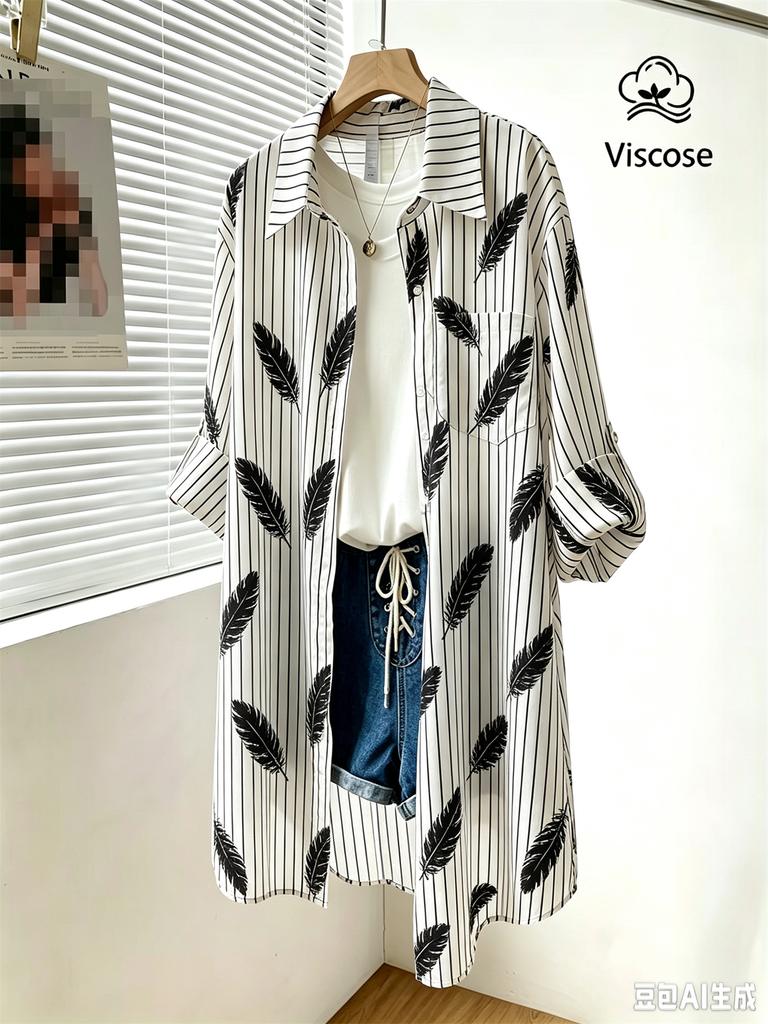 Spring and Autumn Style Casual Style Colorful Floral Botanical Print Design Lapel Button Long Sleeve Shirt