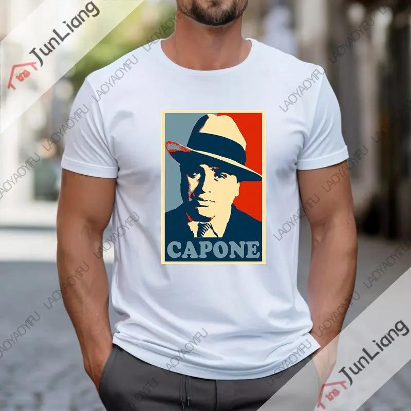 T-shirt da uomo Al Capone manica corta girocollo T-shirt gangster Mafia estiva alla moda comoda e vestibilità ampia