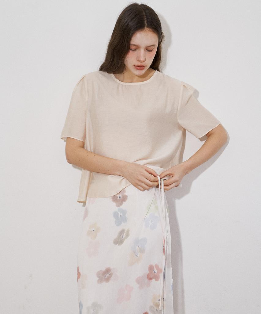Peullobeu Flower Sheer Set Up Skirt (Wh)