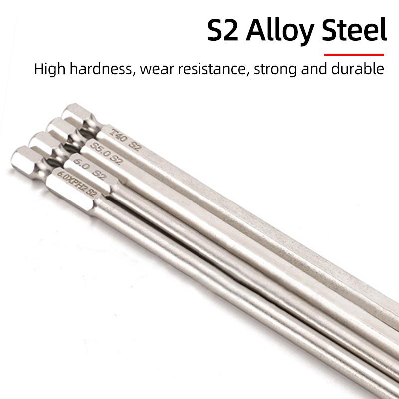 30Pcs Set 100/150mm S2 Steel Magnetic Screwdriver Bits 1/4 Inch Hex Shank Power Tools Slotted Cross Square Torx