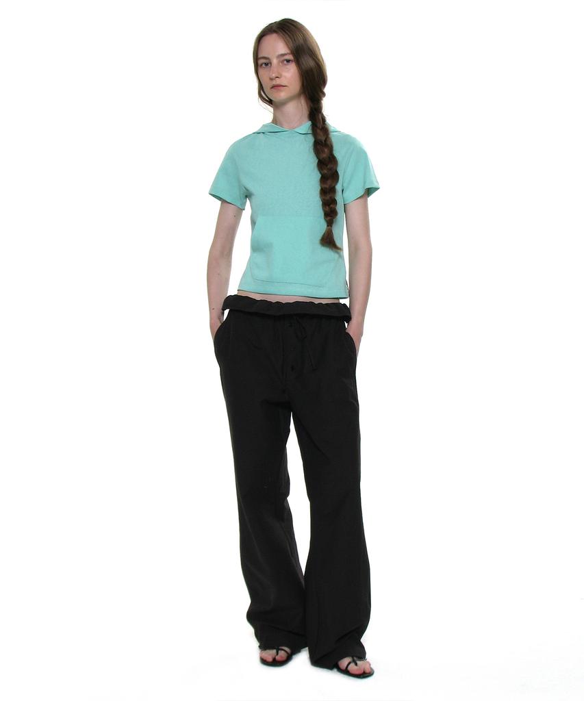 PARTIMENTO WOMEN Two-Way Frill Turnover Waist Pants_Black