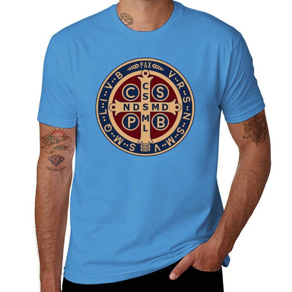 Saint Benedict Medal Tshirt Sports Fans Boys Whites Plus Size Tops Unisexs Workout Shirts