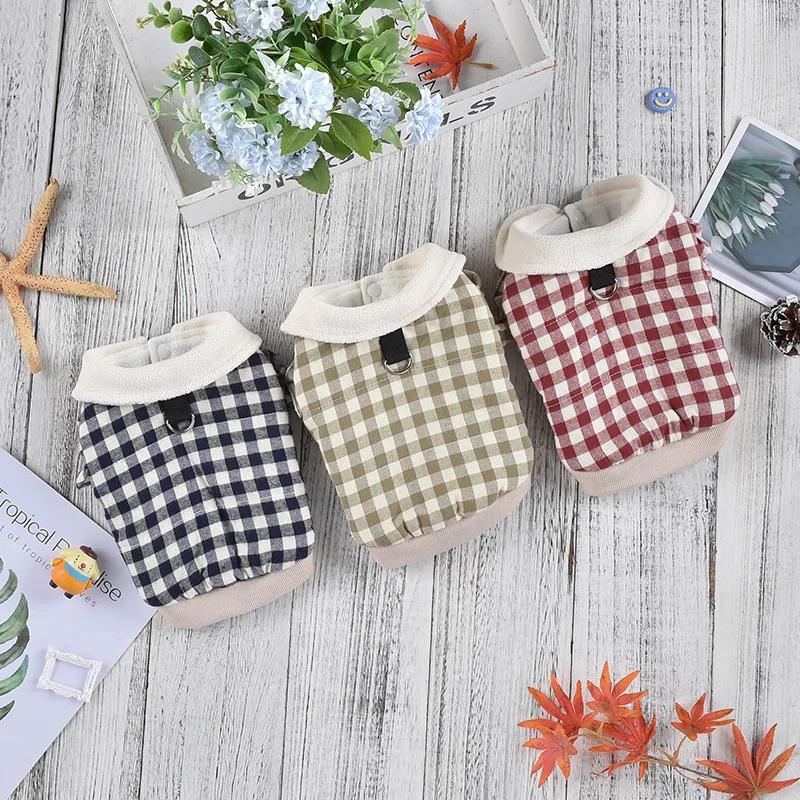 Toamnă Iarnă Animal de Companie Top cu Guler Scurt Carouri Jachetă Caldă Casual Haine Guler Câini Haine de Crăciun Câine Haine Câine pentru Câini Mici