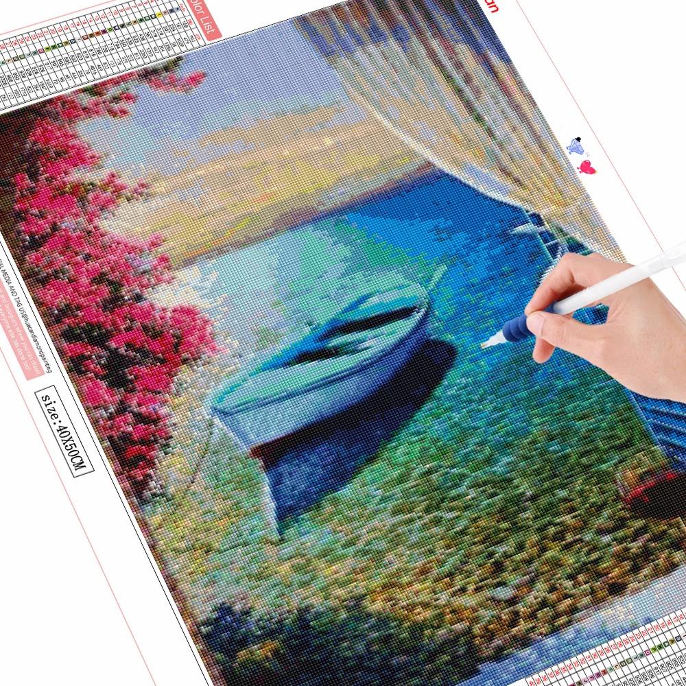 Diamond Painting Seaside Full Square Cross Stitch Kits 5D Diamond Embroidery Landscape Mosaic Door Needlework Home Decor