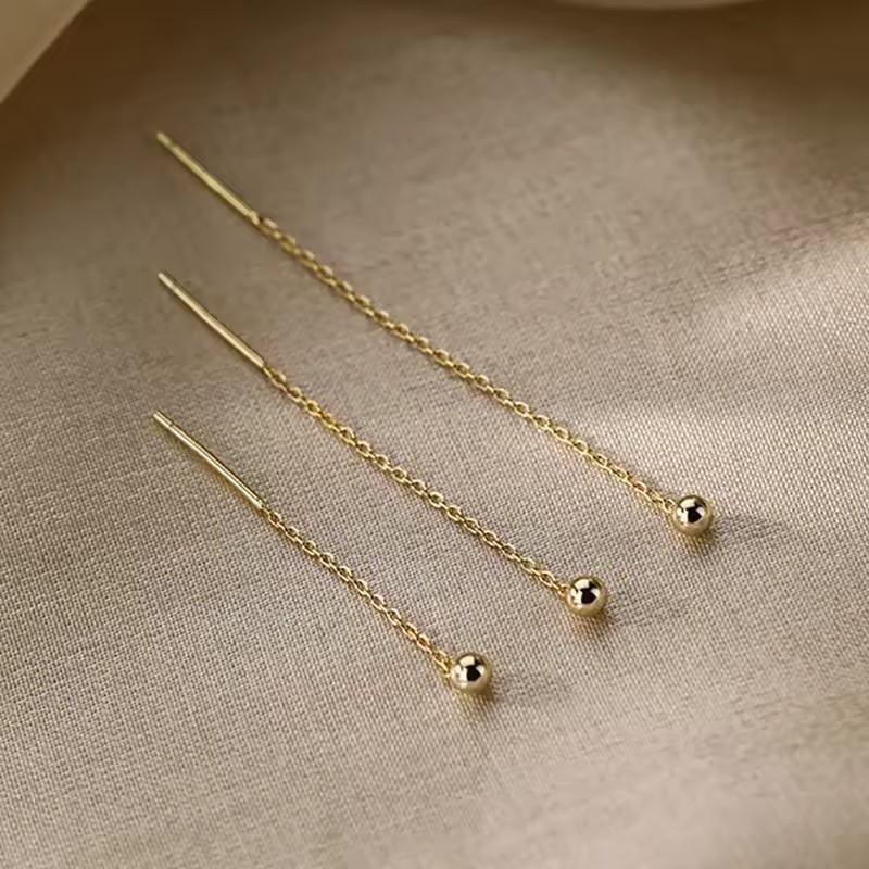 Elegant Long Tassel Bead Earrings Fairy Drop Dangle Studs Comfortable For Sleeping Wear Hypoallergenic Jewelry