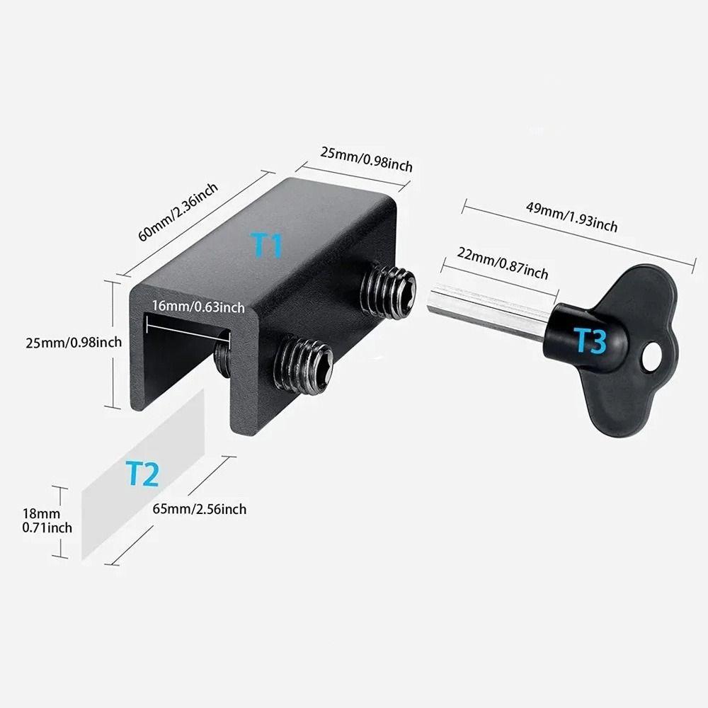1Pcs Adjustable Sliding Window Lock No-Drill Install Aluminum Alloy Window Stoppers with Key Wrench Anti-theft Limiter