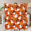 Halloween Patchwork Print Flannel Blanket Lightweight All-Season Travel Camping Office Living Room