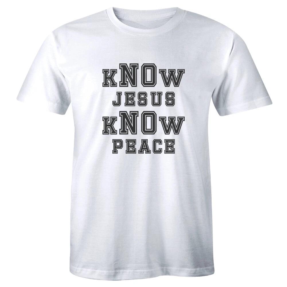 Know Jesus Know Peace Men s T-Shirt Religious Christian Faith Tee Easter Shirt M