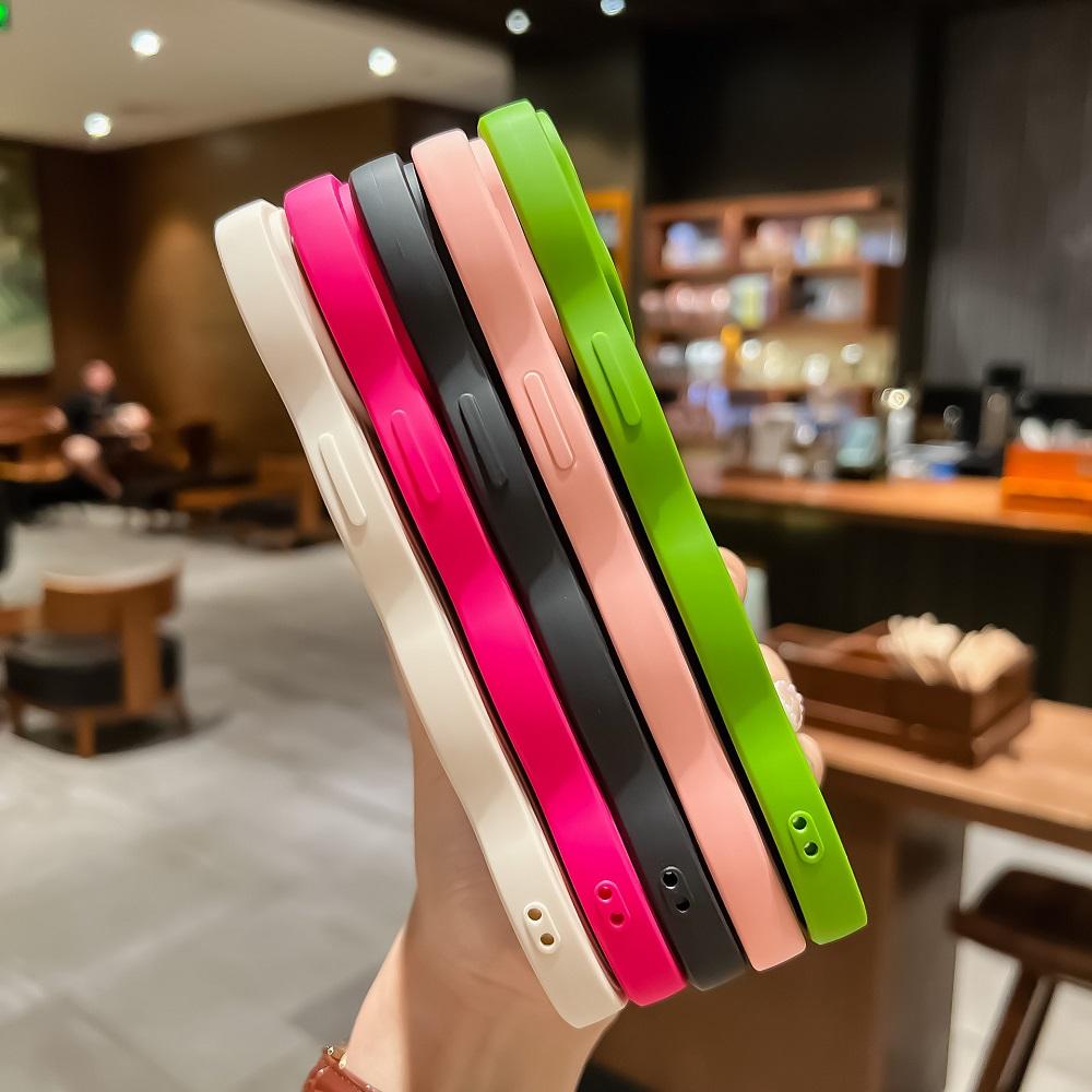 Fashion Cute Solid Curly Wave Phone Case For iPhone 16 15 14 13 12 11 Pro Max X XR XS 8 7 Plus SE 3 Soft Shockproof Bumper Cover