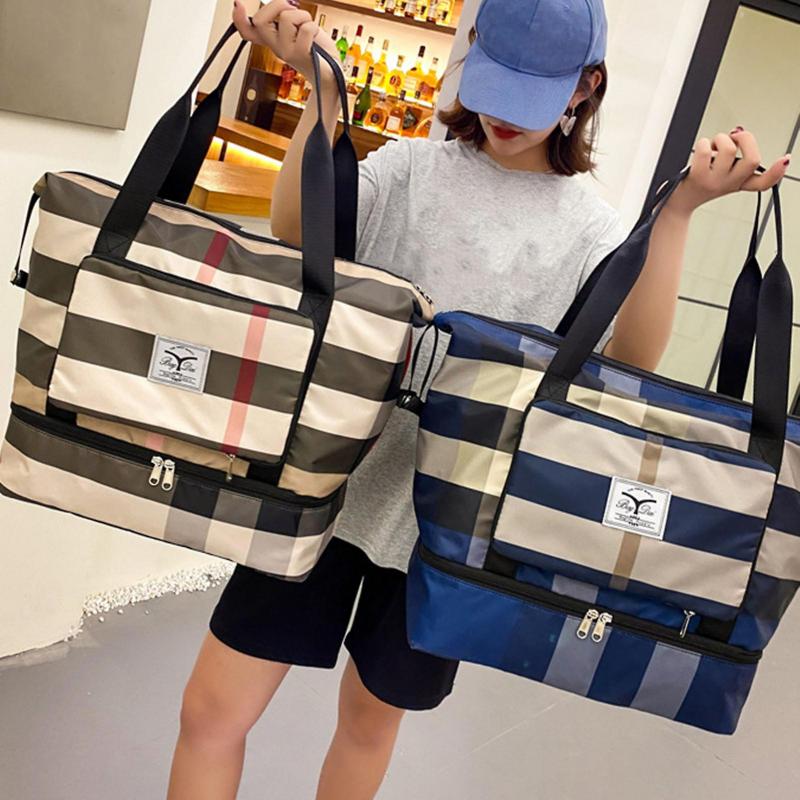 Women Handbag Dry Wet Separation Large Capacity Lightweight Foldable Smooth Zipper Sports Gym Bag for Yoga