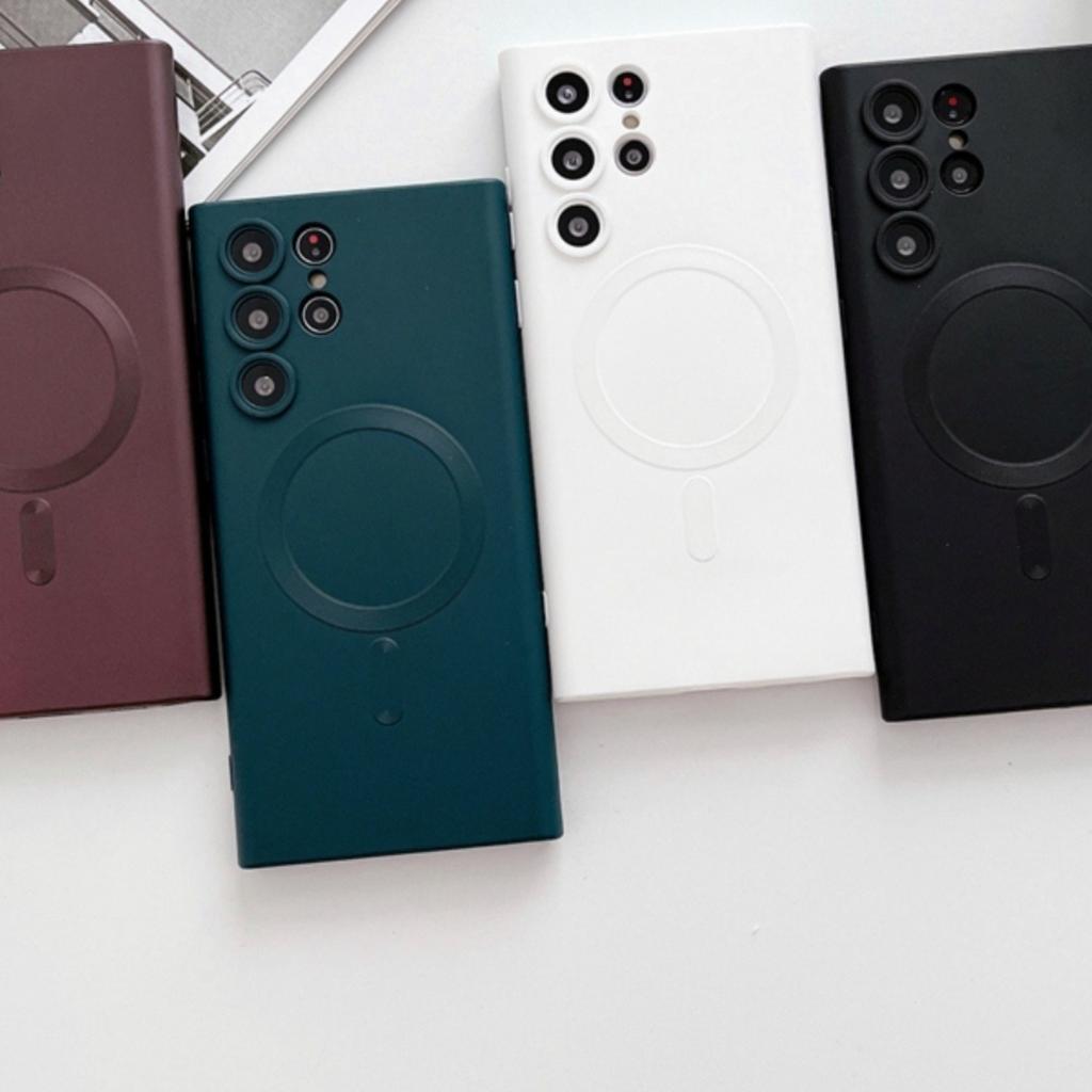 Suitable for Samsung S25u Phone Case, Fully Enclosed Magnetic S24 Matte Silicone Note20 Case, Shockproof A56