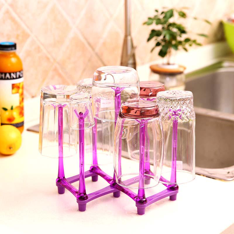 1 Pc Foldable Home Glass Cup Rack Water Mug Draining Drying Organizer Drain Holder Stand Seven Cups Home