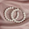 Party Big Circle Fashion Elegant Round Shape Pearl Hoop Earrings Drop Dangle Ear Stud
