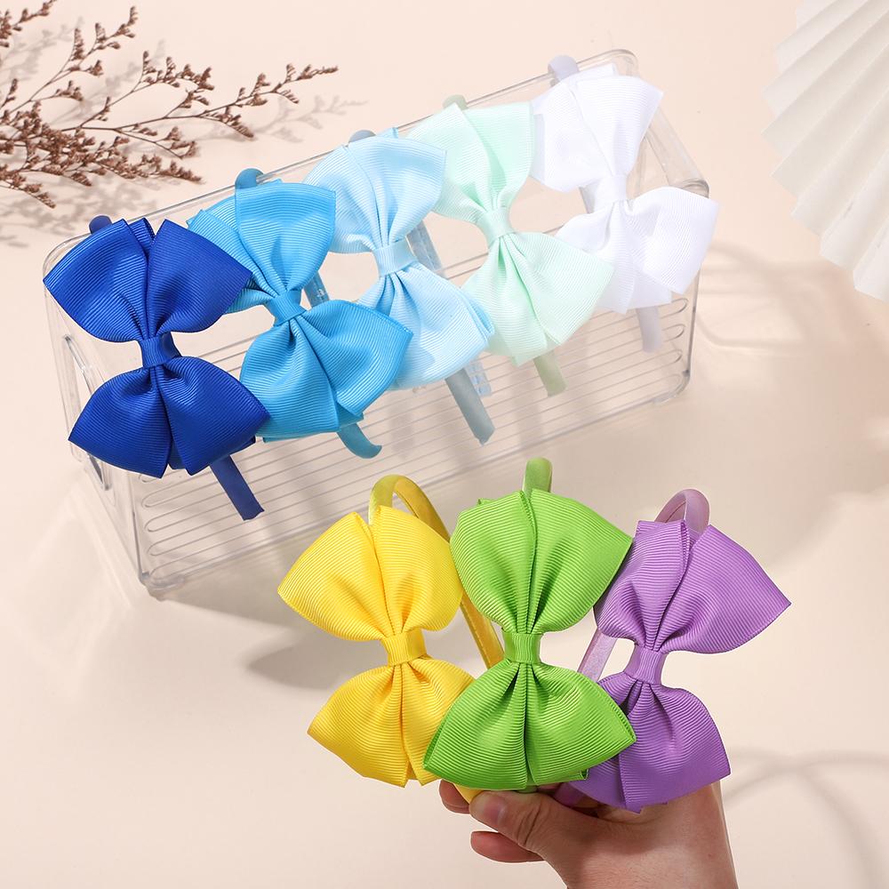 1pcs 3.7 Inch Big Flower Headband Hair Band for Children Girls Solid Handmade Hair Hoop Grosgrain Ribbon Hair Accessories Gifts