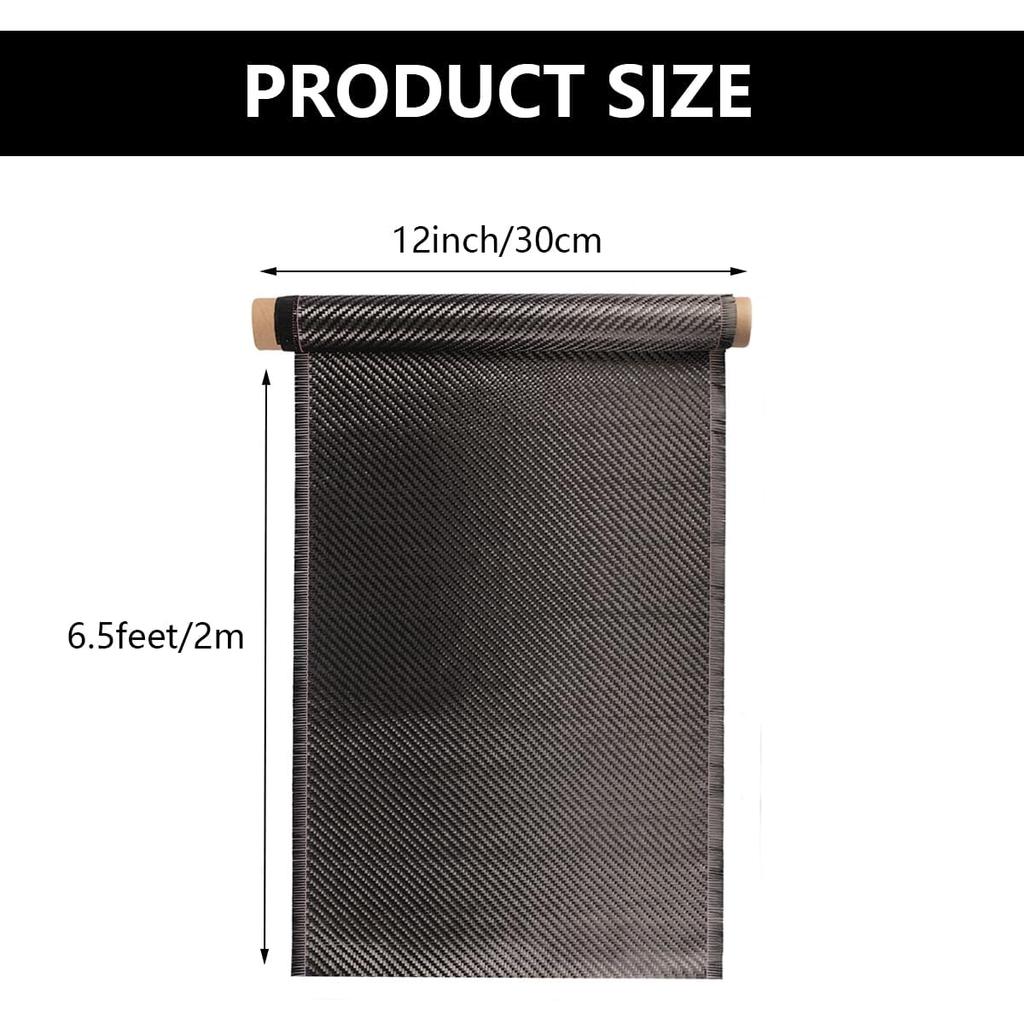 Carbon Fiber Fabric x Fabric Carbon Fiber Carbon Fiber Pure Fabric Roll for Concrete and DIY Projects Roll, 6.5ft 12" Mesh, Cloth, Sheet, Vehicles,