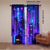 2Pcs Retro 80S Modern Punk Night City Curtain Futuristic Aesthetic Apply To Bedroom Living Room Office Dormitory A