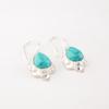 Blue Turquoise Gemstone 925 Stamped Silver Jewelry Handmade Girls Earrings 1.6" EE-163-23