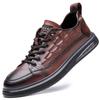 Crocodile pattern sports and leisure leather shoes 2025 new leather shoes trendy brand spring soft surface breathable cowhide board shoes