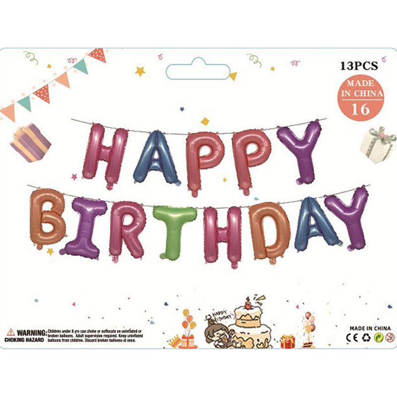 13 Stück/Set 16 Zoll Happy Birthday Buchstabenballon Geburtstagsfeier Dekoration Aluminiumfolienballon