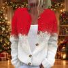 Women's Casual Stylish Christmas Print Long Sleeve Button Down Knit Cardigan