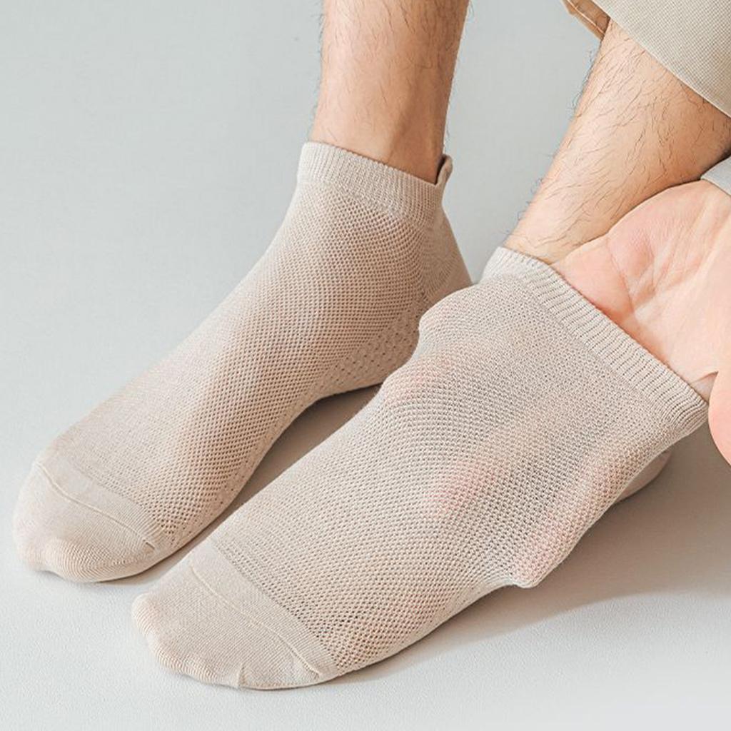 Men's Low Cut Ankle Socks Breathable Mesh Fabric Odor Resistant Moisture Wicking Non Slip Massage Sole Ear Loop Design