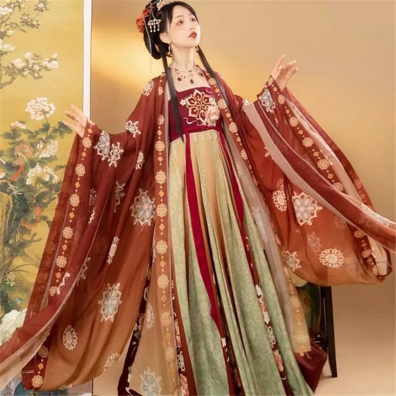 Large Size Chinese Tang Dynasty Style Hanfu For Women, Embroidered Waist Length Hanfu Skirt, Daily Set