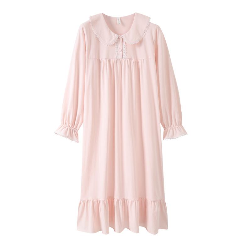Pajamas Women'S Spring And Autumn Autumn Autumn Cotton Long Sleeves Sweet Princess Style Loose Dress Long Dress Pajamas Skirt