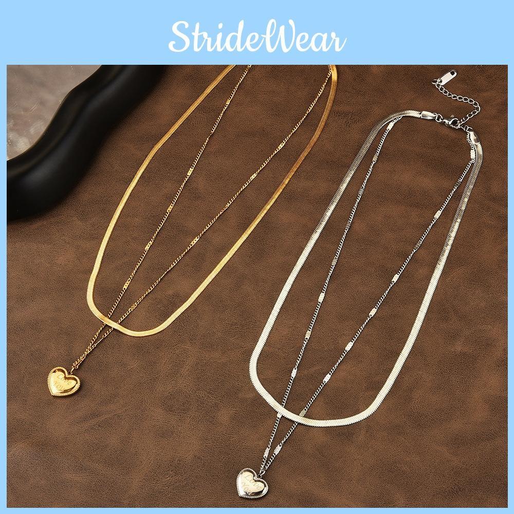 Beautiful Shaped Heart Titanium Steel Necklace For Trendy Women With Adjustable Length Options