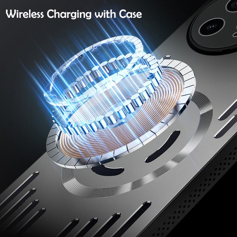 Capa Magnética de Dissipação de Calor de Metal Rígido para Carregamento Sem Fio Para XIAOMI Poco F7 Ultra F7 Pro F7Ultra Capa Traseira Protetora Legal