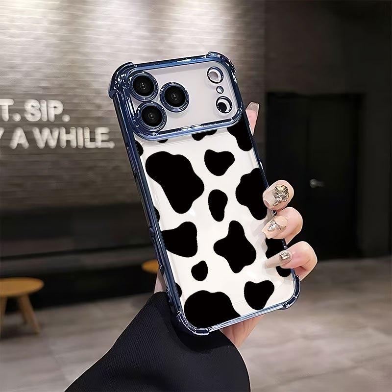 Cow Patterned Anti Drop Phone Case Suitable for iPhone 17 16 15 14 13 12 11 Pro/Max/Plus Anti Drop and Shockproof Back Cover