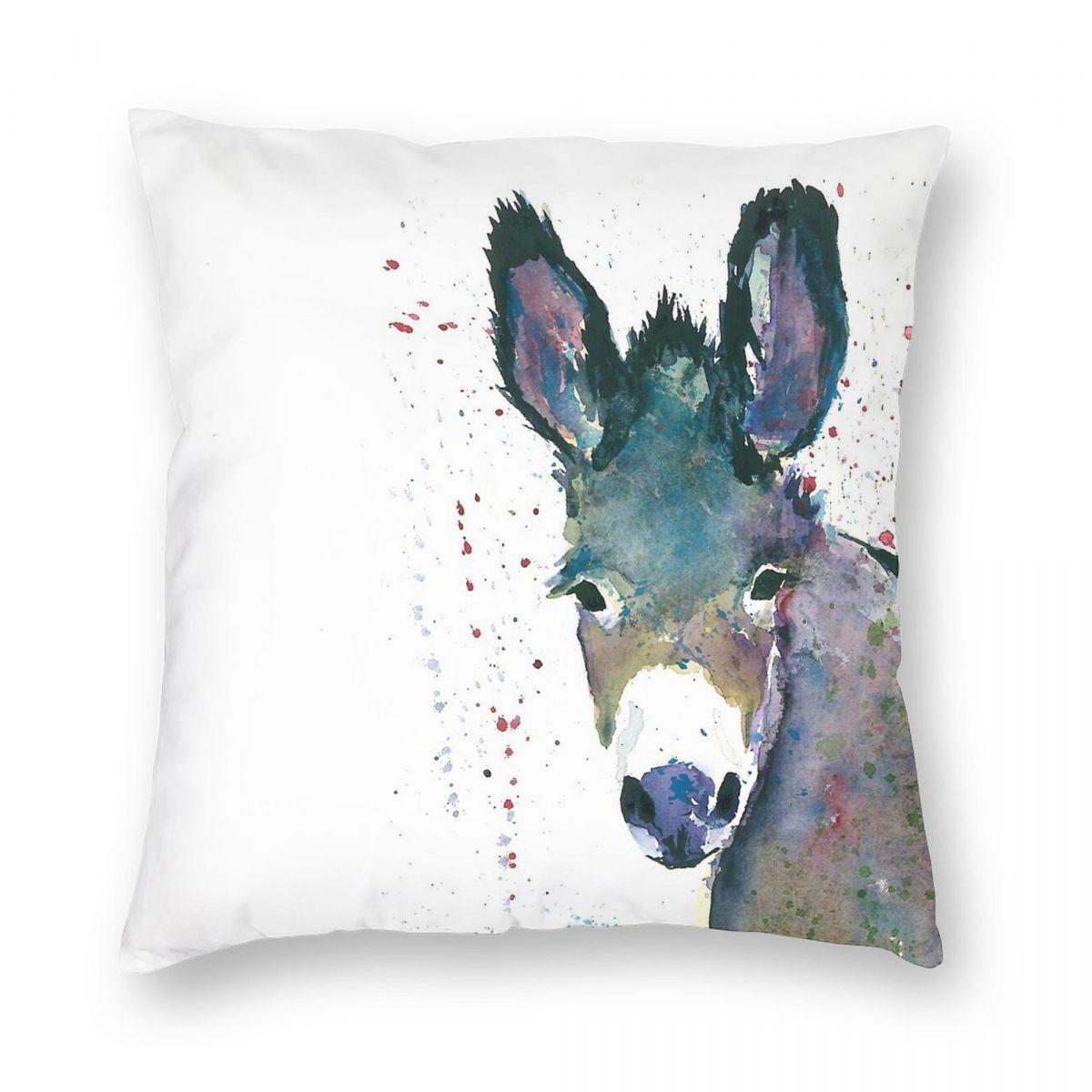 

Irish Donkey Watercolour Square Pillowcase Polyester Linen Velvet Creative Zip Decorative Throw Pillow Case Sofa Cushion Cover 30x30cm 12x12in