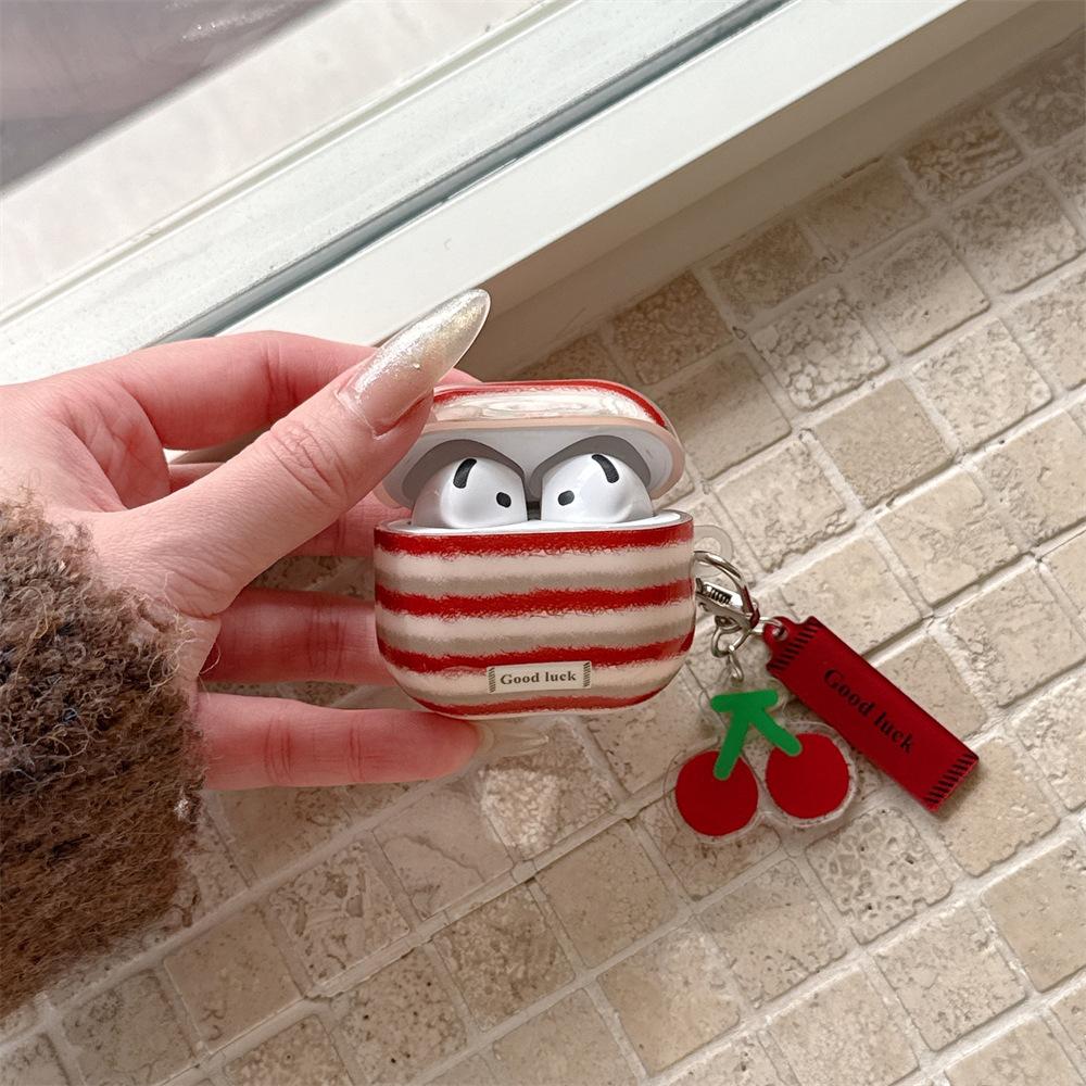 Simple Striped Cherry for AirPods Pro1 Generation Protective Case 1 Generation Pro1 Generation Apple Bluetooth Headset Case