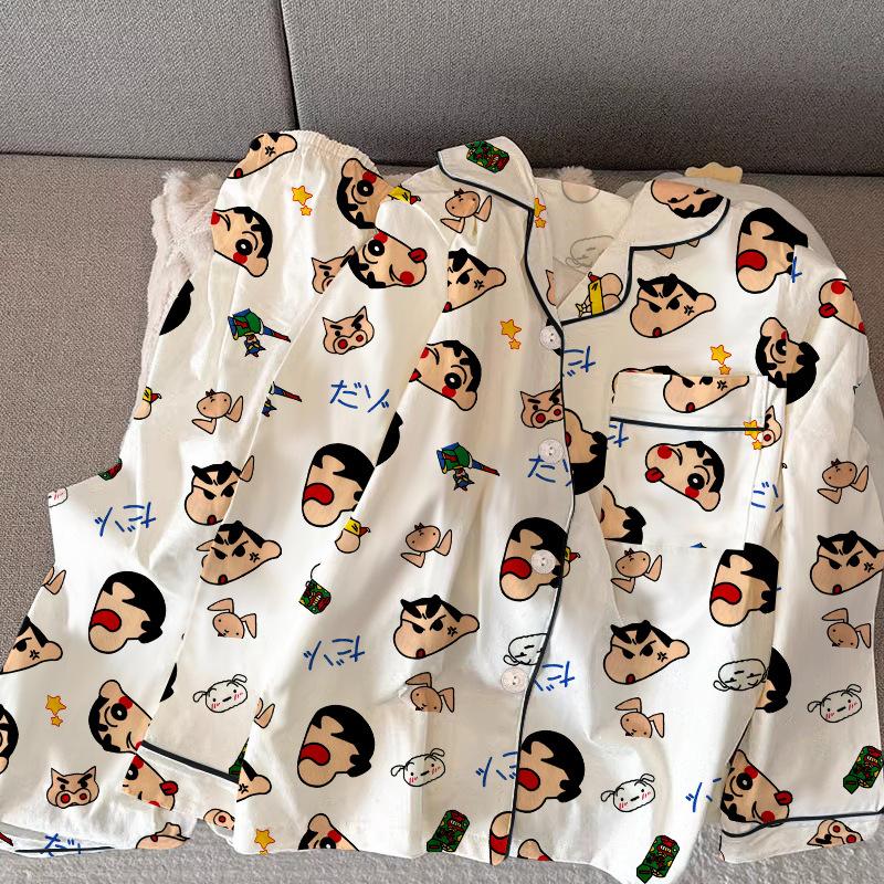 Cartoon Pajamas Women'S Spring And Autumn Explosion Long-Sleeved Cute Dormitory Loungewear Suit Outer Wear Real Shot