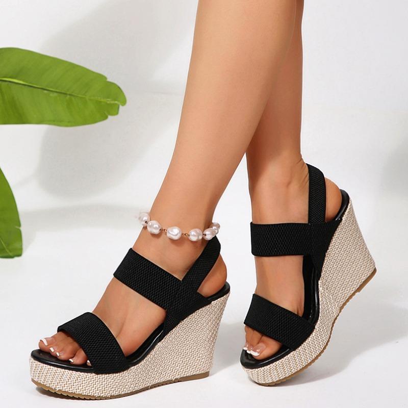 Fashion 2025 Summer Chunky Wedges Sandals Women Slip On 10 Cm High Heels Sandalias Mujer Plus Size 36-43 Thick Platform Sandles Woman