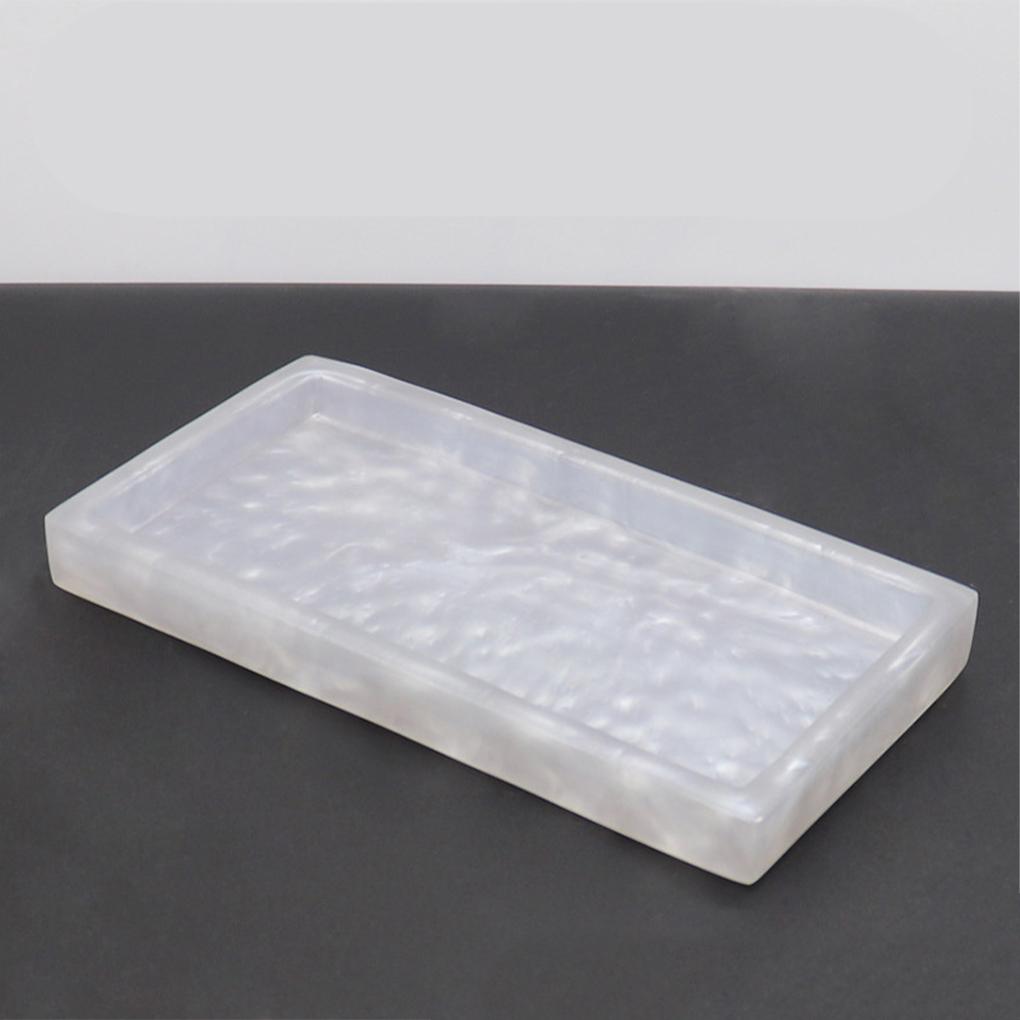 Multi-functional Storage Tray For Bathroom Essentials Marbled Texture Desktop Storage Tray