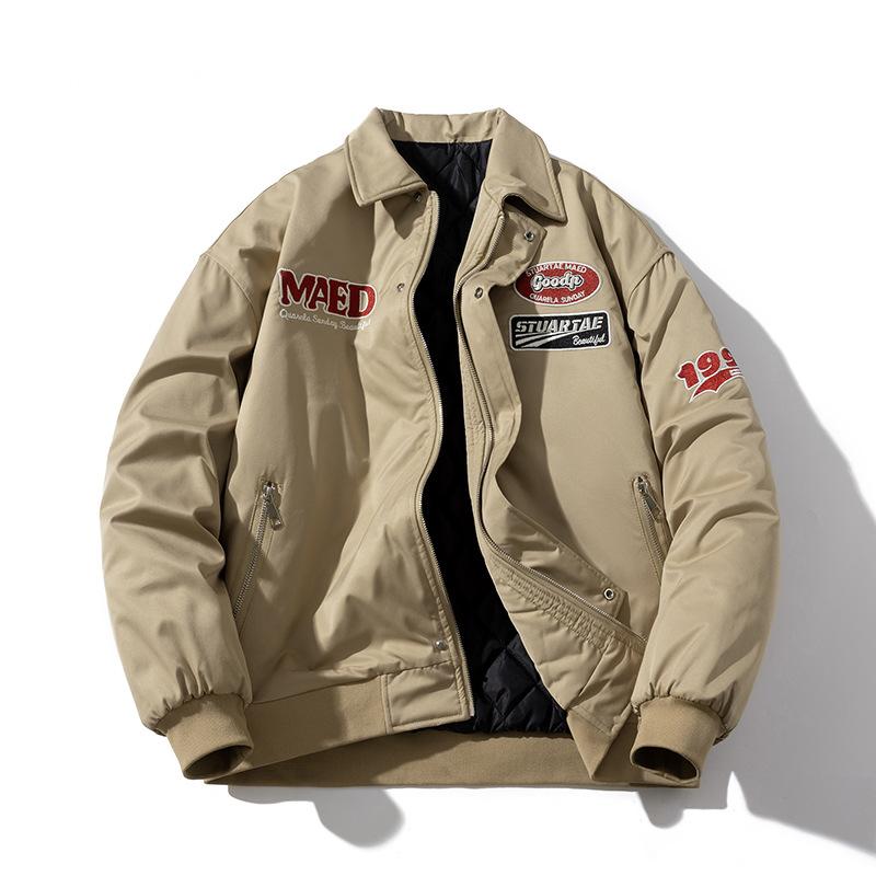 Autumn and Winter American Retro High Street Pilot Jacket Thickened Baseball Cotton Jacket Men and Women Lapel Work Jacket